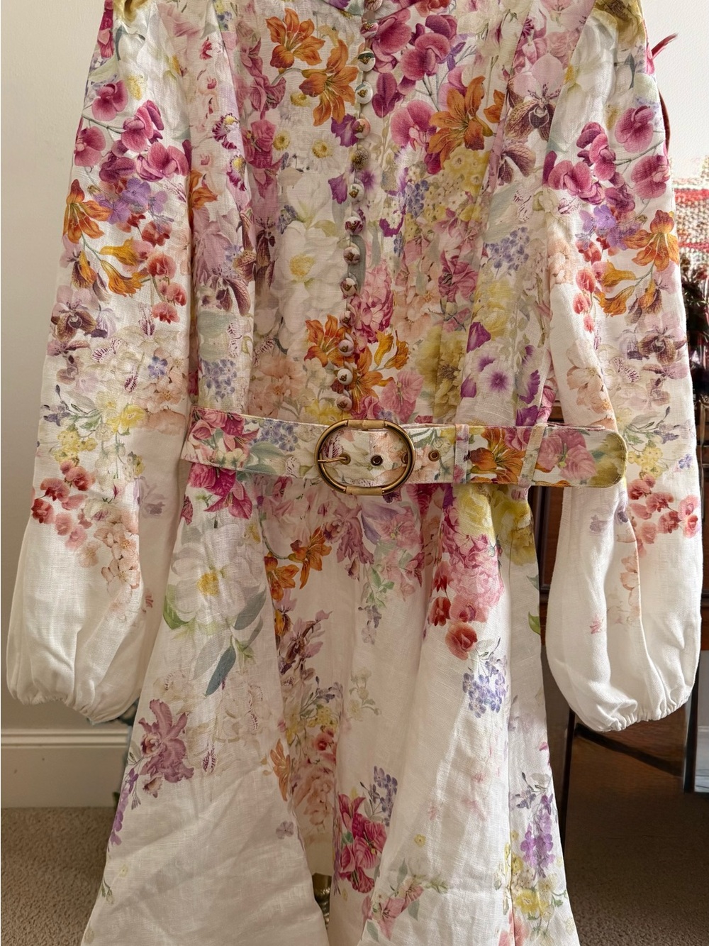 Zimmermann Floral Kaleidoscope Garden 100% Linen, Zimmermann Size 3 - mini dress
